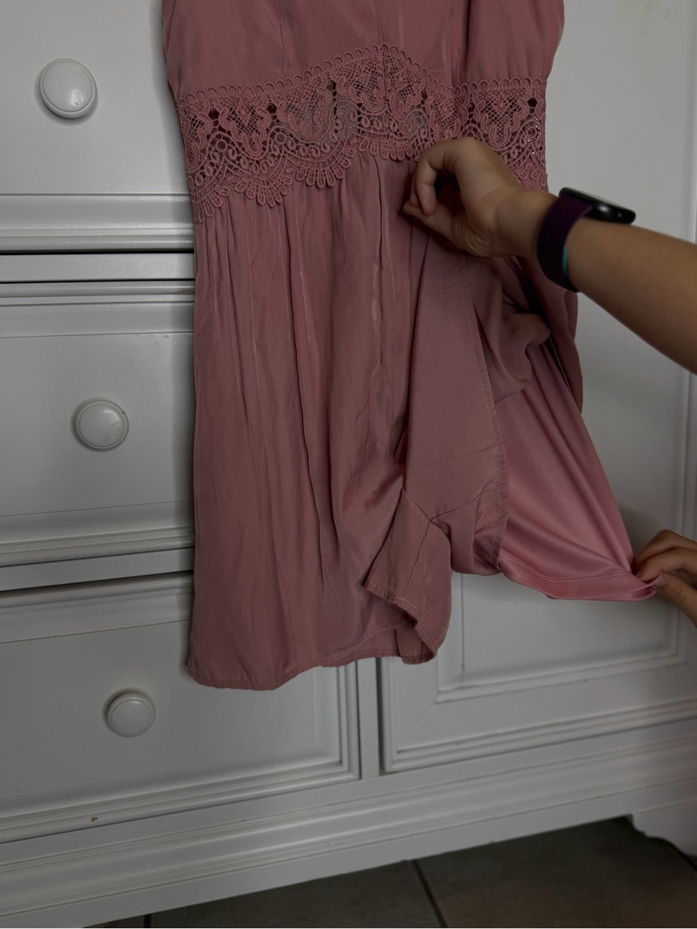Love Tree Mauve Lace-Trim Spaghetti Strap Romper - Picture 7 of 7